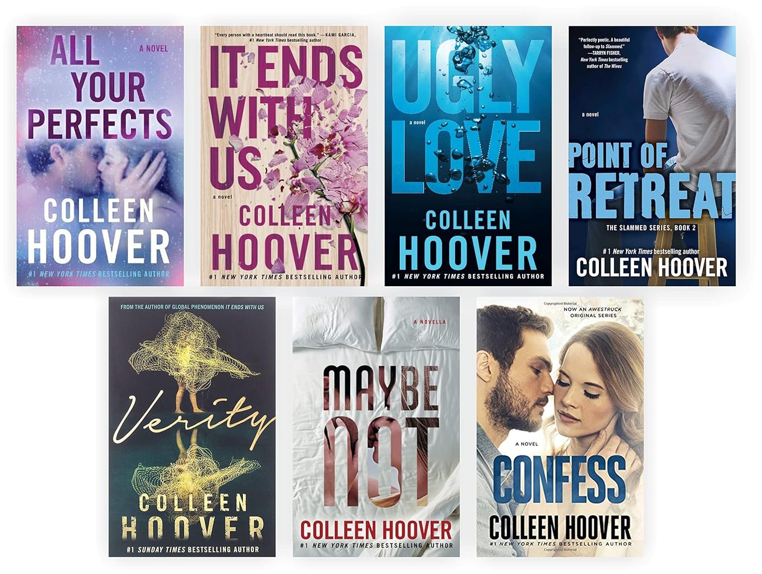 7 Books Set [Ugly Love, Verity, Point Of Retreat, All Your Perfects, It Ends With Us, Maybe Not & Confess] by Hoover Colleen Product Bundle