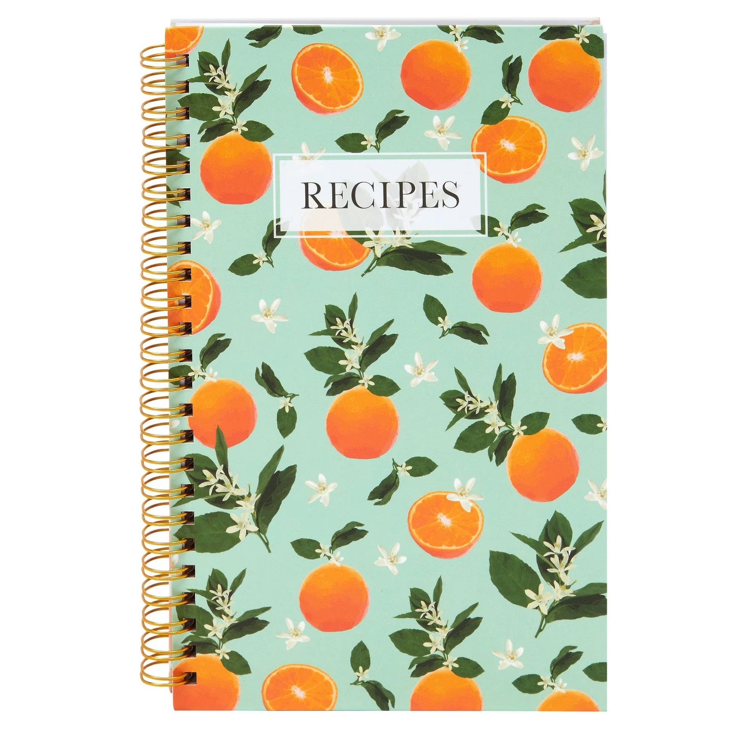 Blank Recipe Book to Write Your Own Recipes, 120 Pages, 8 Sections, Floral and Orange Theme, Laminated Hardcover (5.5 x 8.5 In) B096DSKJBC